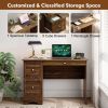 Wooden Vintage Computer Desk with 3 Drawers for Home and Office - Brown