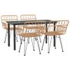 5 Piece Patio Dining Set Poly Rattan - Brown