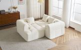 101.2" Sectional Sofa Full-Compressed Sofa Modular Sofa Couch Free-combined Sofa with Deep Seating for Living Room, Beige - as Pic