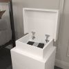 Modern Black LED Nightstand with Led Lights Bedside table with 2 High Gloss Drawers for Bedroom - White - Particle Board