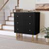 Black Modern 3 Drawer Dresser for Bedroom - Wood Storage Cabinet with Fluted Texture, Spacious Chest of Drawers Organizer- Black