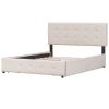 Upholstered Platform Bed with Classic Headboard and 4 Drawers, No Box Spring Needed, Linen Fabric, Queen Size Beige(OLD SKU :LP000114AAA) - pic