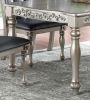 Formal 1pc Dining Table w 2x Leaves Only Silver / Grey Finish Antique Design Rubberwood Large Family Dining Room Furniture - as Pic