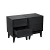 2 Set Nightstands Features Vintage-style and Bevel Design, Made of MDF, Mid Century Modern Nightstand, Night Stand for Bedroom - Black - MDF