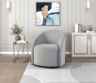 Light Gray Boucle Swivel Barrel Chair 1pc Solid Wood Durable Contemporary Living Room Furniture Luxurious Accent Seating - as Pic