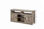 Farmhouse Barn door TV Media Stand Modern Entertainment Console for TV Up to 65" with Open and Closed Storage Space - Gray Wash - MDF