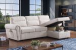 Hugo 97"W Beige Chenille Reversible Sleeper Sectional Sofa Chaise with USB Charger - as Pic