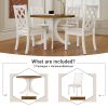 Mid-Century Solid Wood 5-Piece Round Dining Table Set, Kitchen Table Set with Upholstered Chairs for Small Places - Walnut - Solid Wood