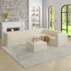 L shape Modular Sectional Sofa,DIY Compressed Sectional Sofa Modern Minimalist Style Corduroy Couch-BEIGE - as Pic