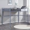 Metal Loft Bed Twin Size, Loft Bed Frame with Safety Guard Rails & Flat Ladder, Twin Loft Bed for Kids Teens Adults, Gray - Gray - Iron