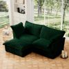Slipcovered Sectional 2 Seater Sofa Couch with Convertible Ottoman, Wide and Deep Seat L Shaped Sofa,Green Corduroy Fabric - as Pic