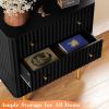 Black Modern 3 Drawer Dresser for Bedroom - Wood Storage Cabinet with Fluted Texture, Spacious Chest of Drawers Organizer- Black
