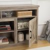 Farmhouse Barn door TV Media Stand Modern Entertainment Console for TV Up to 65" with Open and Closed Storage Space - Gray Wash - MDF