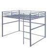 Metal Loft Bed Full Size, Loft Bed Frame with Safety Guard Rails & Flat Ladder, Twin Loft Bed for Kids Teens Adults, Gray - Gray - Iron
