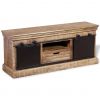 TV Stand with 2 Sliding Doors Solid Wood Mango 43.3"x11.8"x17.7" - Multicolour