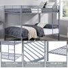 Full Over Full Bunk Bed, Heavy Duty Metal Bunk Bed Frame with Built-in Ladder and Safety Guard Rail, Low Metal Bunk Bed Frame-Gray