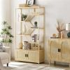 Rattan 7 Tier Bookcase with Cabinet