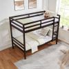 Twin over Twin Bunk Bed with Ladder,Wooden Bunk Bed with High Guardrail and Ladder- Espresso - Wood