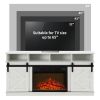 Modern Farmhouse TV Media Stand, Large Barn Inspired Home Entertainment Console, with 23" Fireplace Insert, for TV Up to 65'',White