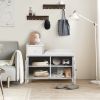 White Shoe Storage Bench Cabinet with Fireproof PU Cushion, Double Doors and Movable Drawer Wood for Door Entrance - as Pic