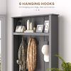 Storage Cabinet Hall Tree Entryway Bench with Coat Rack, Gray-AS - as picture