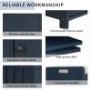 Storage Bench with 3 Shutter-shaped Doors,Shoe Bench with Removable Cushion and Hidden Storage Space - Antique Navy - MDF