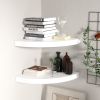 Floating Corner Shelves 2 pcs High Gloss White 13.8"x13.8"x1.5" MDF - White