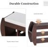 Retro Multifunctional Storage Bench with Cushion and Curved Side Panel for Entrance and Living Room - Espresso - MDF