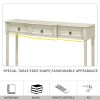 Console Table Sofa Table with Drawers for Entryway with Projecting Drawers and Long Shelf - Antique White - Solid Wood+MDF