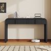 Unique Modern Rounded Silhouette and Smooth Surface Console Table with 2 Drawers for Living Room and Entryway - Black - MDF
