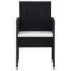 9 Piece Patio Dining Set Black Poly Rattan and Steel - Black