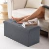Folding Storage Ottoman Bench, Ottoman Foot Rest, End of Bed Bench, Storage Chest, with Flipping Lid - Gray - Polyester