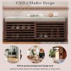Distressed Shutter Storage Bench with Acacia Veneer for Retro Charm for Living Room,Entryway - Espresso - MDF