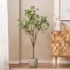 59 Inch Artificial Milan Leaf Bonsai, Artificial Tree Plants for Home Bedroom Living Room - Green - POLYETHYLENE