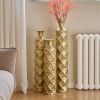 Metal decorative vase High Distress Metal center vase with 3D triangle pattern