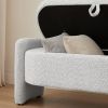 Ottoman Oval Storage Bench 3D Lamb Fleece Fabric Bench with Large Storage Space for the Living Room, Entryway and Bedroom,gray - as Pic