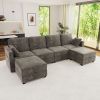 Modular Sectional Sofa Convertible U Shaped Sofa Couch Set with Storage for Living Room (Grey)