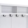 Entryway hall tree with coat rack 4 hooks and storage bench shoe cabinet white - as pic