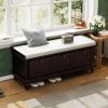 Classic Storage Bench with Cushioned Seat and Three Drawers for Entryway and Living Room - Espresso - MDF