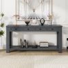 Console Table/Sofa Table with Storage Drawers and Bottom Shelf for Entryway Hallway - Tan - Solid Wood