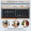 Distressed Shutter Storage Bench with Acacia Veneer for Retro Charm for Living Room,Entryway - Navy - MDF