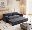 66" Queen Pull Out Sofa Bed, 3-in-1 Convertible Sleeper Sofa with Side Storage,Multi-Functional Velvet Loveseat Bed