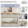 Console Table 63" Long Console Table with Drawers and Shelf for Entryway,Hallway,Living Room - Antique White - Solid Wood