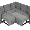 84.7" Sectional Sofa Convertible Pull-out Sofa Bed L-shaped Sofa U-shaped Sofa with a Movable Storage Ottoman for Living Room, Gray - as Pic