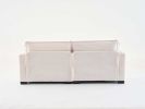 L Shape Sofa Couch with USB and cup holder, corduroy striped fabric 2-seater sofa with 1 footstool, beige