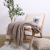 SOGA Coffee Diamond Pattern Knitted Throw Blanket Warm Cozy Woven Cover Couch Bed Sofa Home Decor with Tassels - coffee