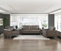 Brownish Gray Polished Microfiber Upholstery Elegant Modern Style Chair 1pc Solid Wood Living Room Furniture Metal Legs - as Pic