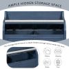 Rustic Style Solid wood Entryway Multifunctional Storage Bench with Safety Hinge - Antique Navy - MDF