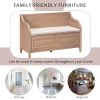 Rustic Style Solid wood Entryway Multifunctional Storage Bench with Safety Hinge - Brown+Beige - MDF