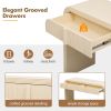 Unique Modern Rounded Silhouette and Smooth Surface Console Table with 2 Drawers for Living Room and Entryway - Apricot Cream - MDF